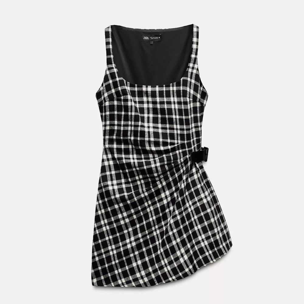 Zara Monochrome Checkered Dress
